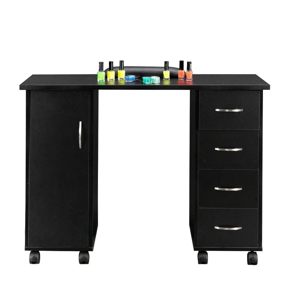 Winado Manicure Nail Table Beauty Salon Station Desk Black with Wheels