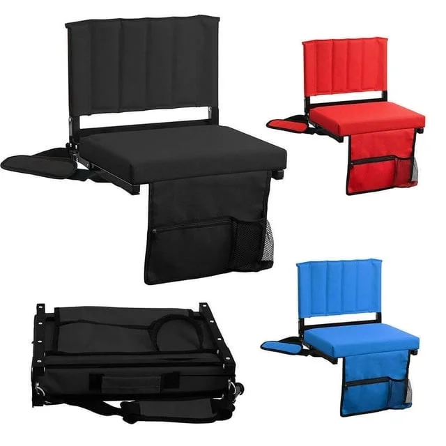 VTOY Stadium Seat for Bleachers with Padded Cushion Foldable Stadium Chairs Includes Shoulder Strap and Cup Holder-2-Pack