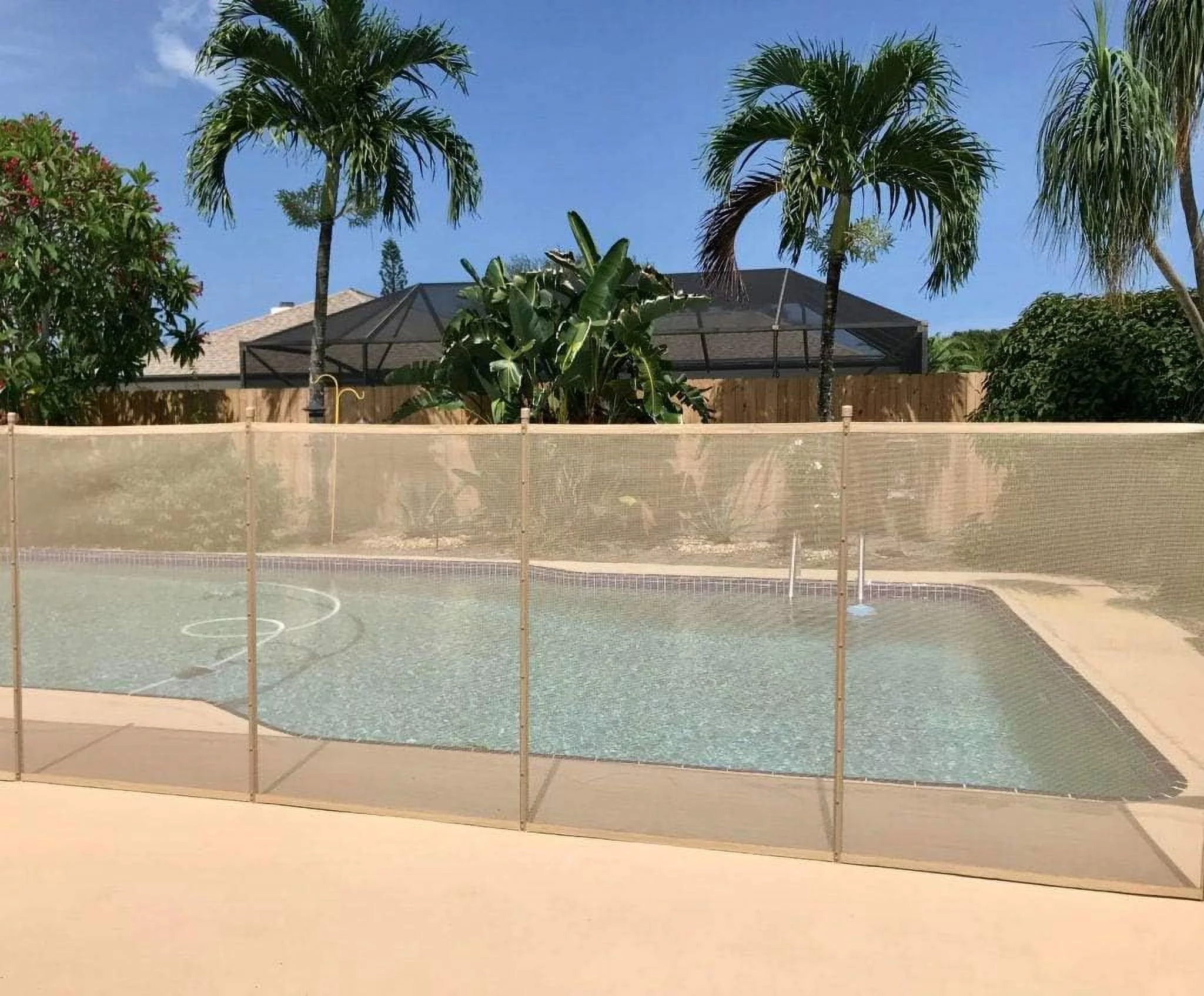90130 pool safety fence 4x12 sand beige stainless steel pole xp