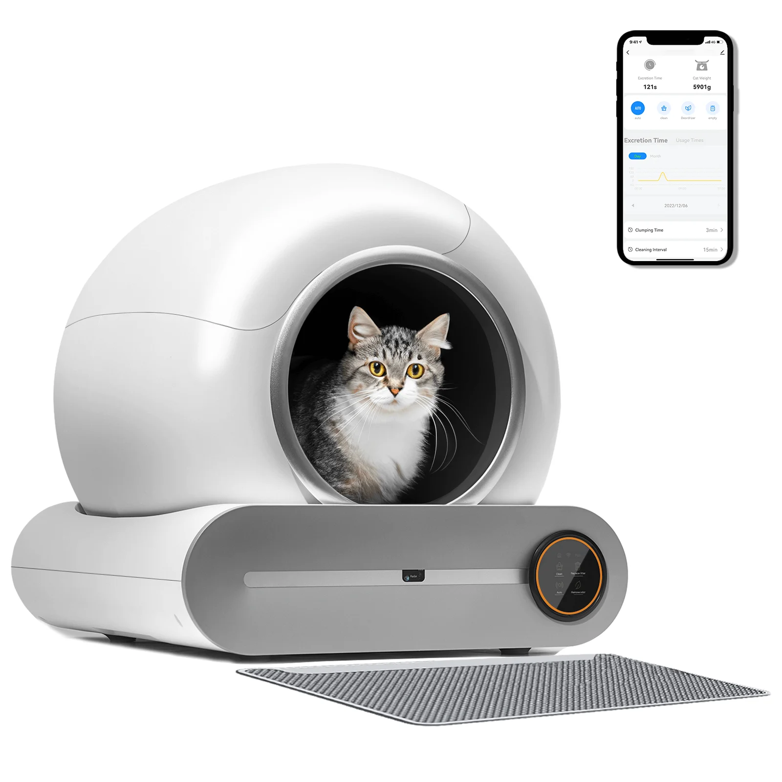 Automatic Cat Litter Box , Suitable For 1-3 Cats, Self-cleaning 65l+9l Large Capacity Cleaning Robot, App Control/odor Removal/safety Protection Smart Cat Litter Box