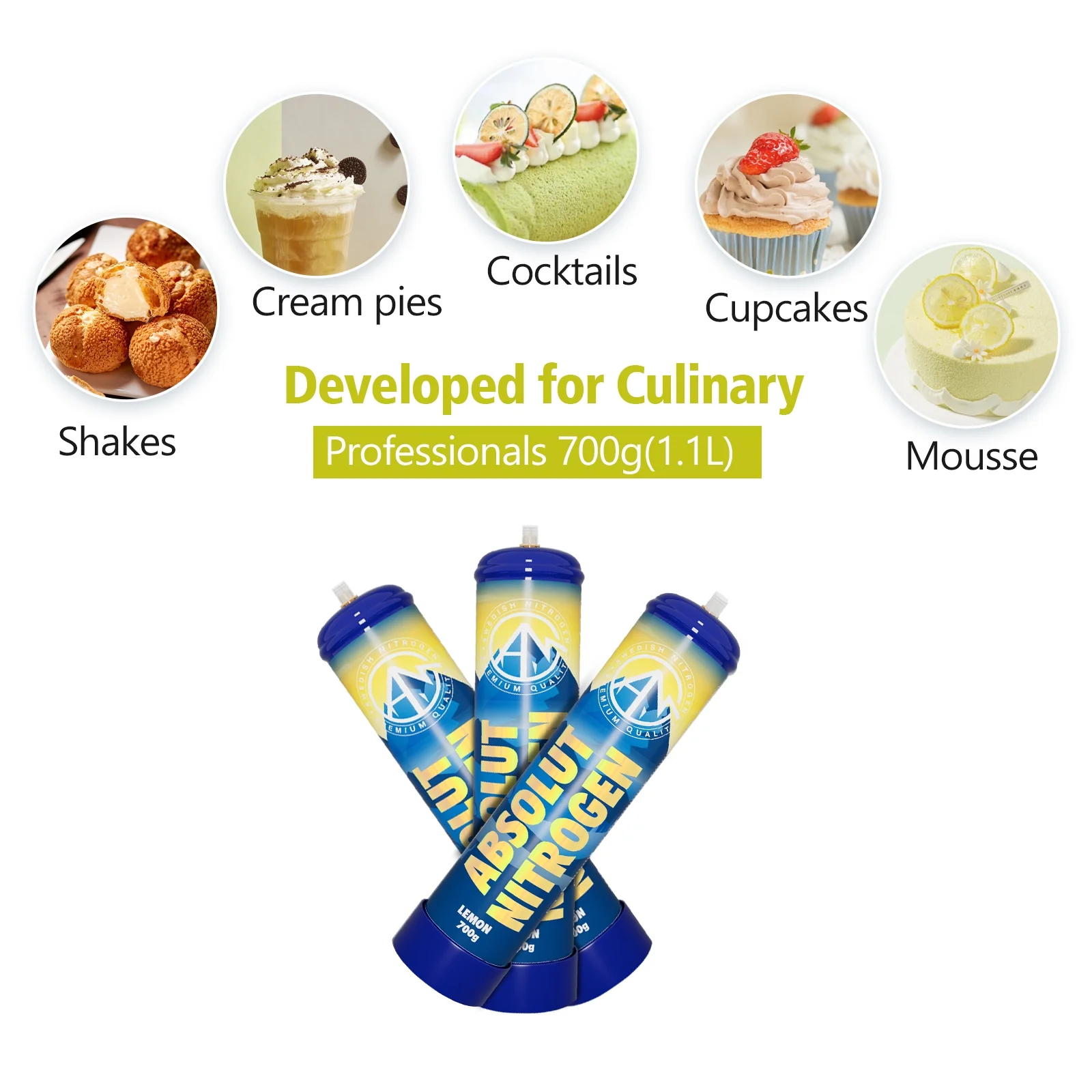 Hotwhip Nitrous Oxide Whipped Cream Charger (Lemon, 6pc, 700g 1.1L) - Nitrous Tank Whip Cream Charger, Nitrous Oxide Canister, N20 Whipped Cream Chargers, Nitrous Oxide Tank