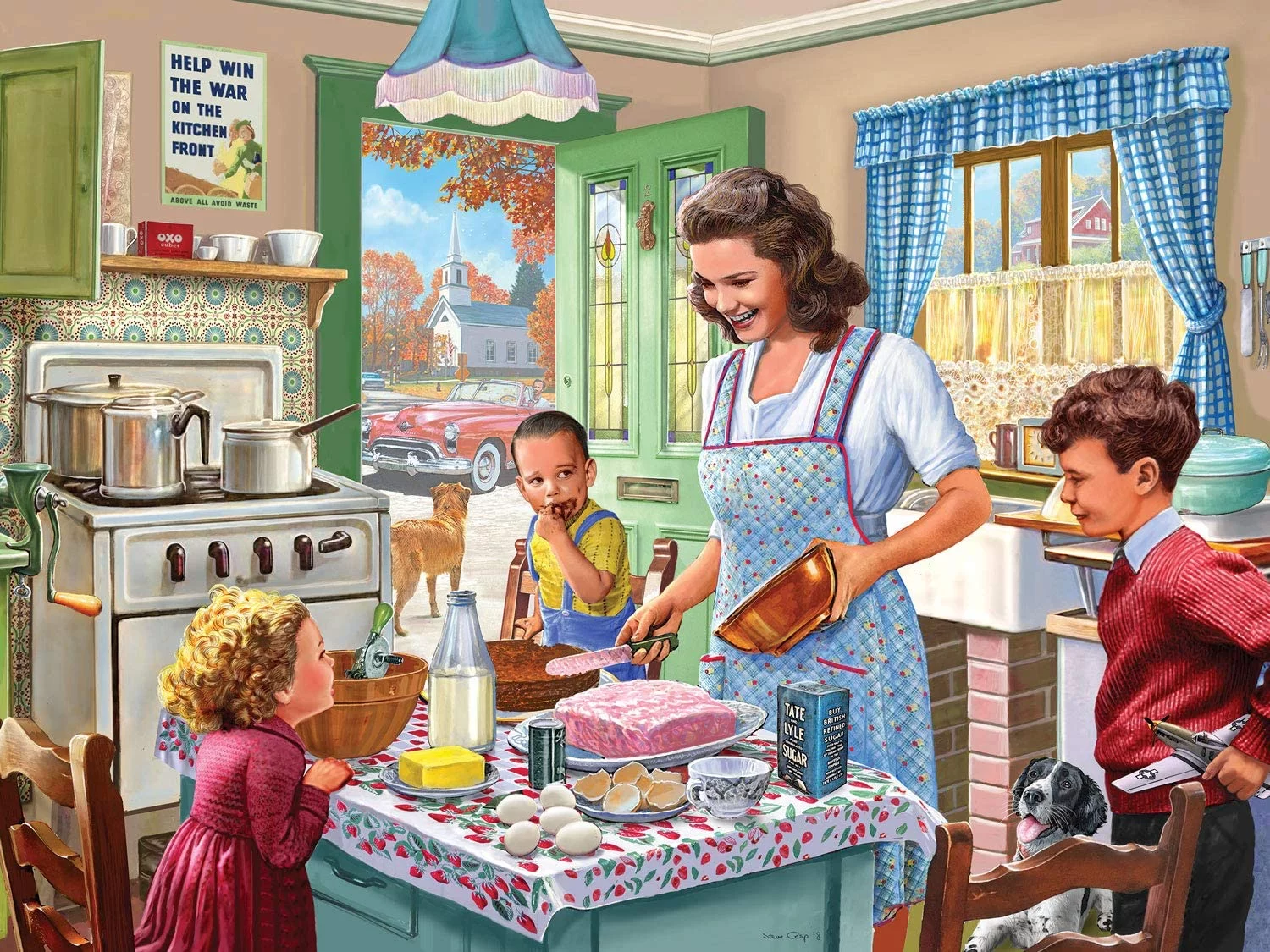 Bits and Pieces - 300 Piece Jigsaw Puzzle for Adults - Kitchen Memories by Artist Steve Crisp - Measures 18