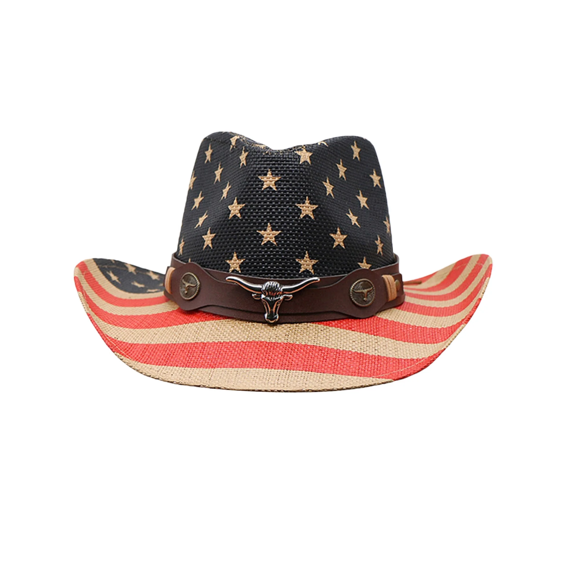 Caitzr Vintage American Flag Cowboy Hat,Unisex USA Patriotic Hats for Men Women Cowgirl Hat Country-Western