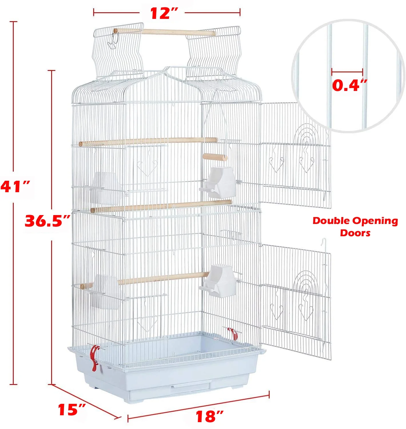 Large Deluxe Open Top Parakeet Lovebirds Flight Cage House with Detachable Rolling Stand for Finches Canaries Cockatiels Budgie Parrotlet Conures Pet Birdcage
