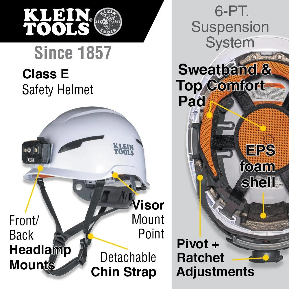 Klein Tools Safety Helmet Class E With Lamp