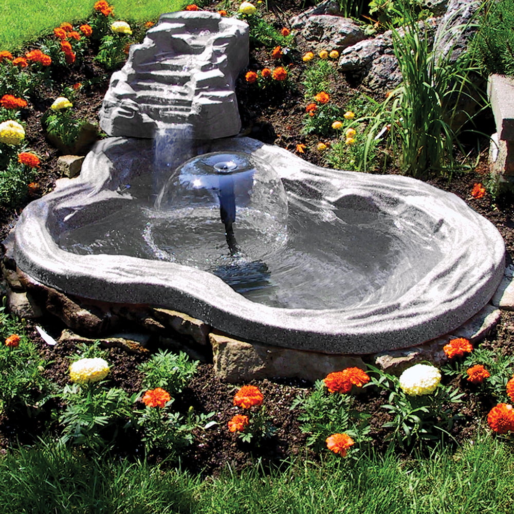 Algreen Decorative Pond Watercoarse, Tranquility Waterfall with Threaded Fitting, Charcoalstone