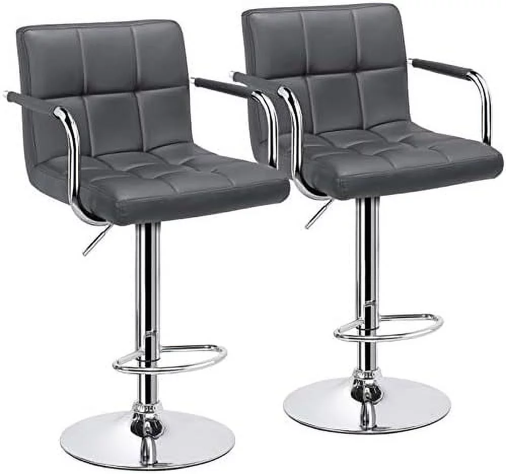 TJUNBOLIFE Tall Stools Modern Square PU Leather Adjustable BarStools Counter Height Stools with Arms and Back Chairs ° Swivel Stool Beige