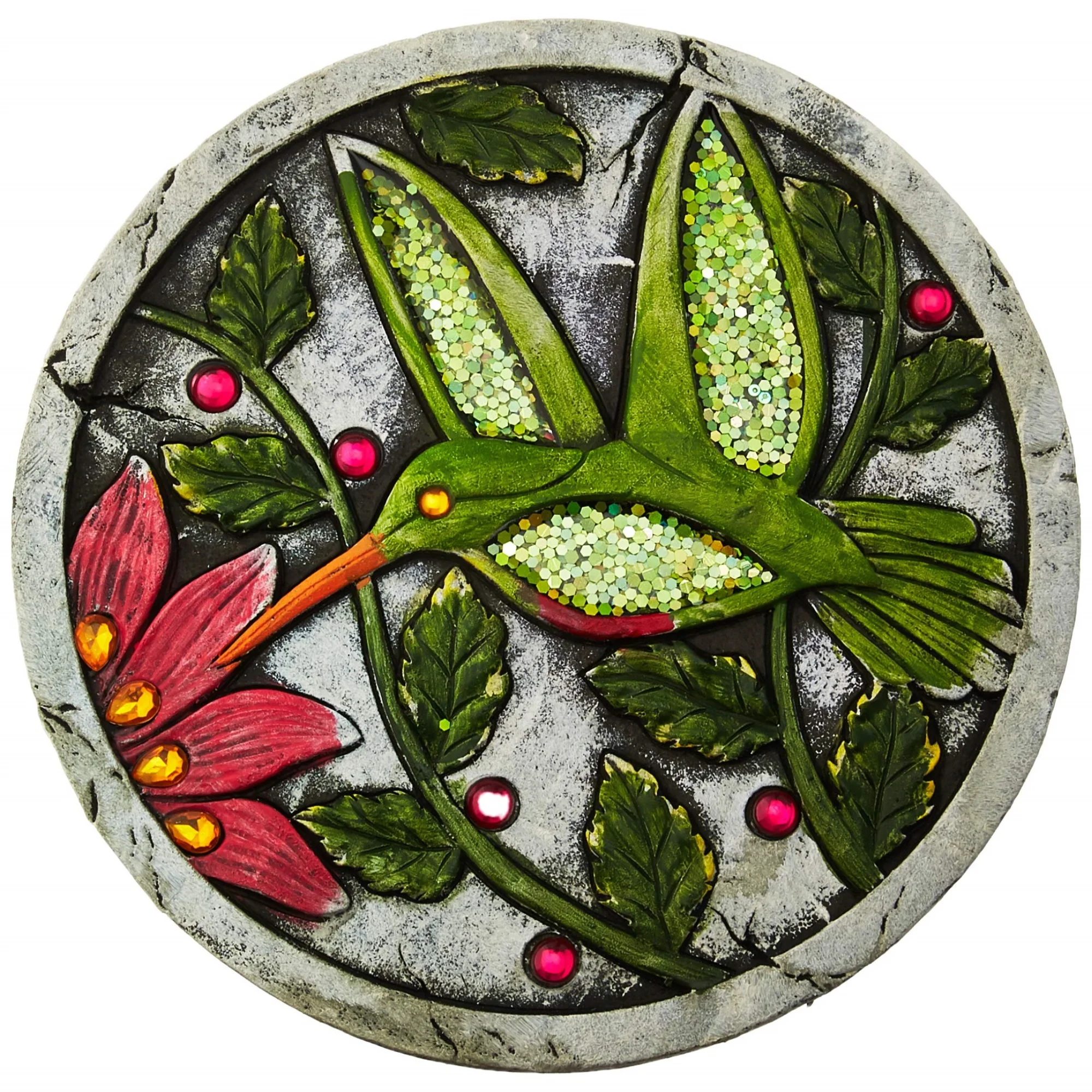 Green Hummingbird Cement Garden Stepping Stone