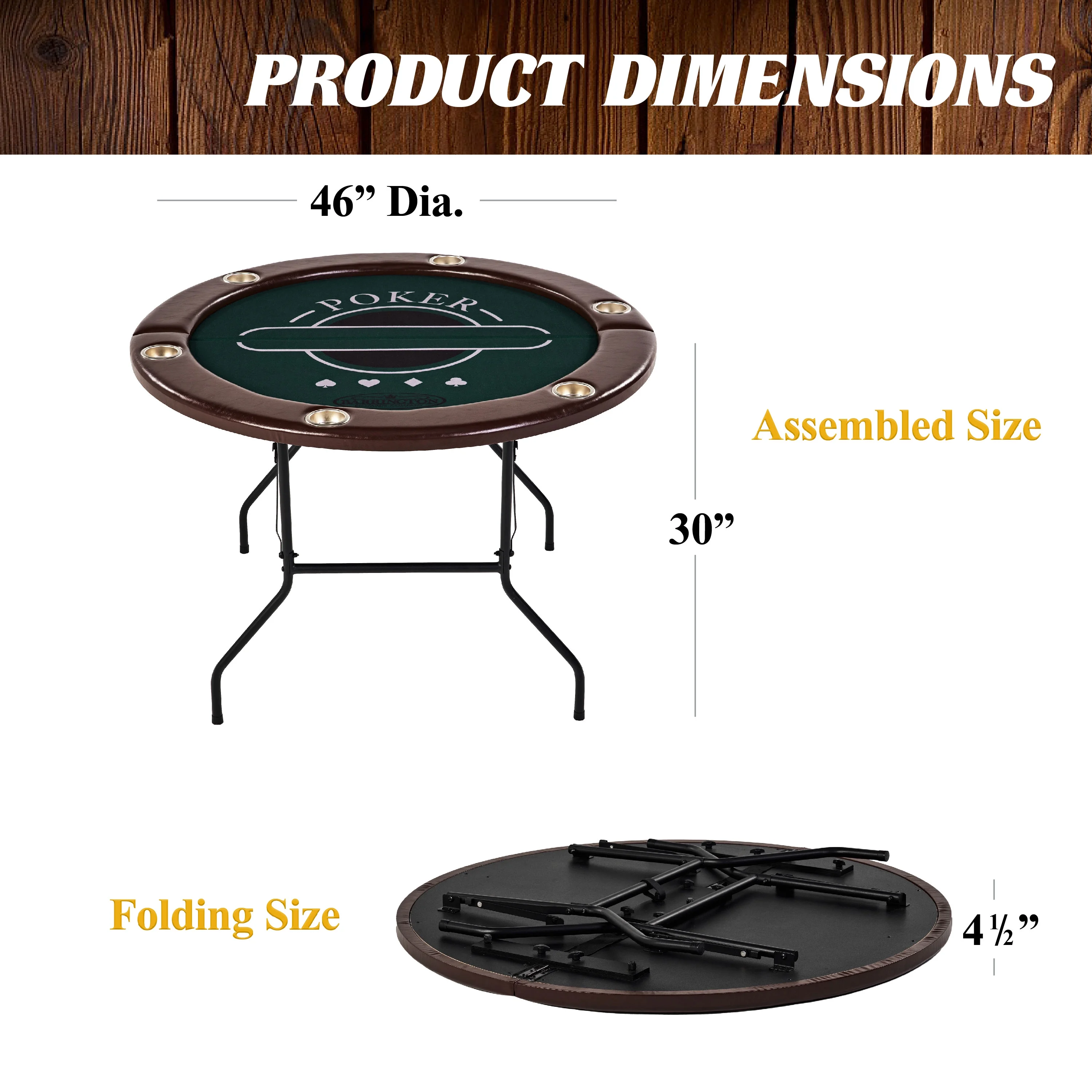 Barrington 6-Person Folding Poker Table with 11 Gram Poker Chips and Card Set