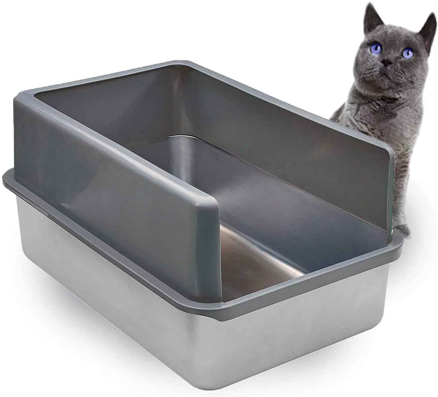 iPrimio XL Stainless Steel Cat Litter Box - Enclosed Sides, Odor-Free & Easy to Clean