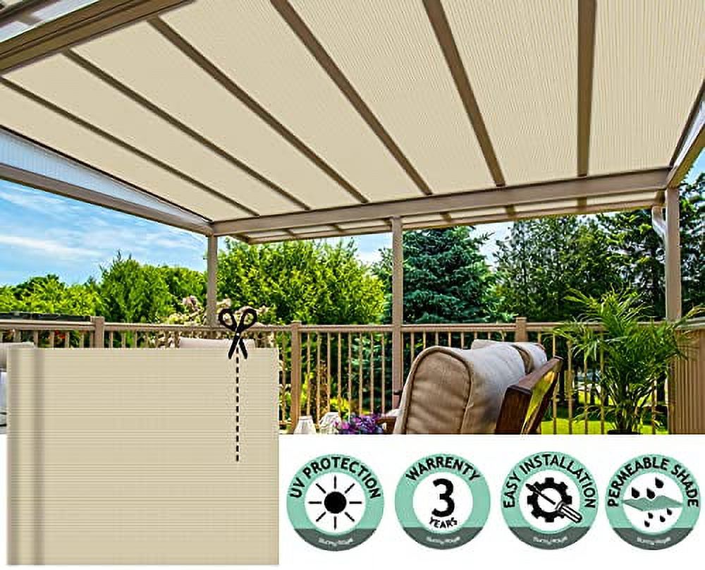 8'x50' Sun Shade Fabric Roll Cloth Pergola Patio Cover Provide Shade Knitting Mesh Screen Heavy Duty Provide Privacy Permeable UV Resistant (Beige)