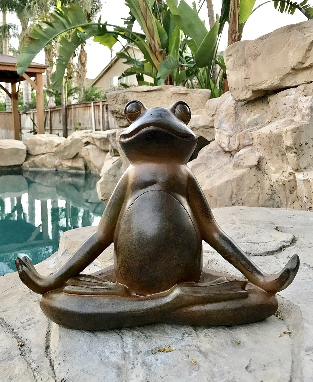 Ebros The Inner Peace of A Frog Yoga Toad In Meditation Figurine Collectible Sculpture Garden Decor 11 inch Tall