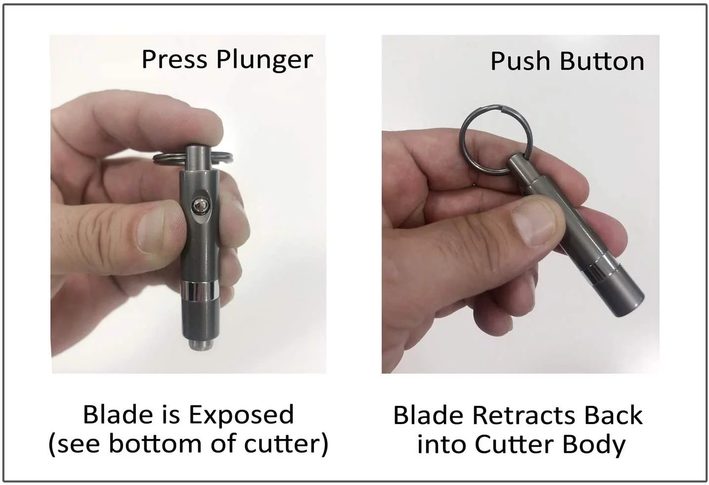 Prestige Import Group - Push Button Retractable Cigar Punch Cutter with Key Chain - Color: Gun Metal Gray