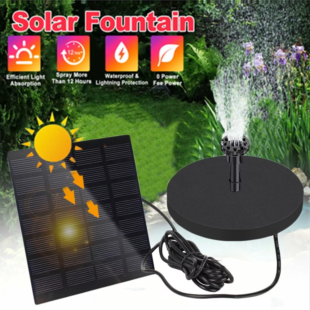 1.5W Solar Fountain Pump Kit,DFITO Outdoor Floating Water Pump with 6 Nozzles for Bird Bath Ponds Garden