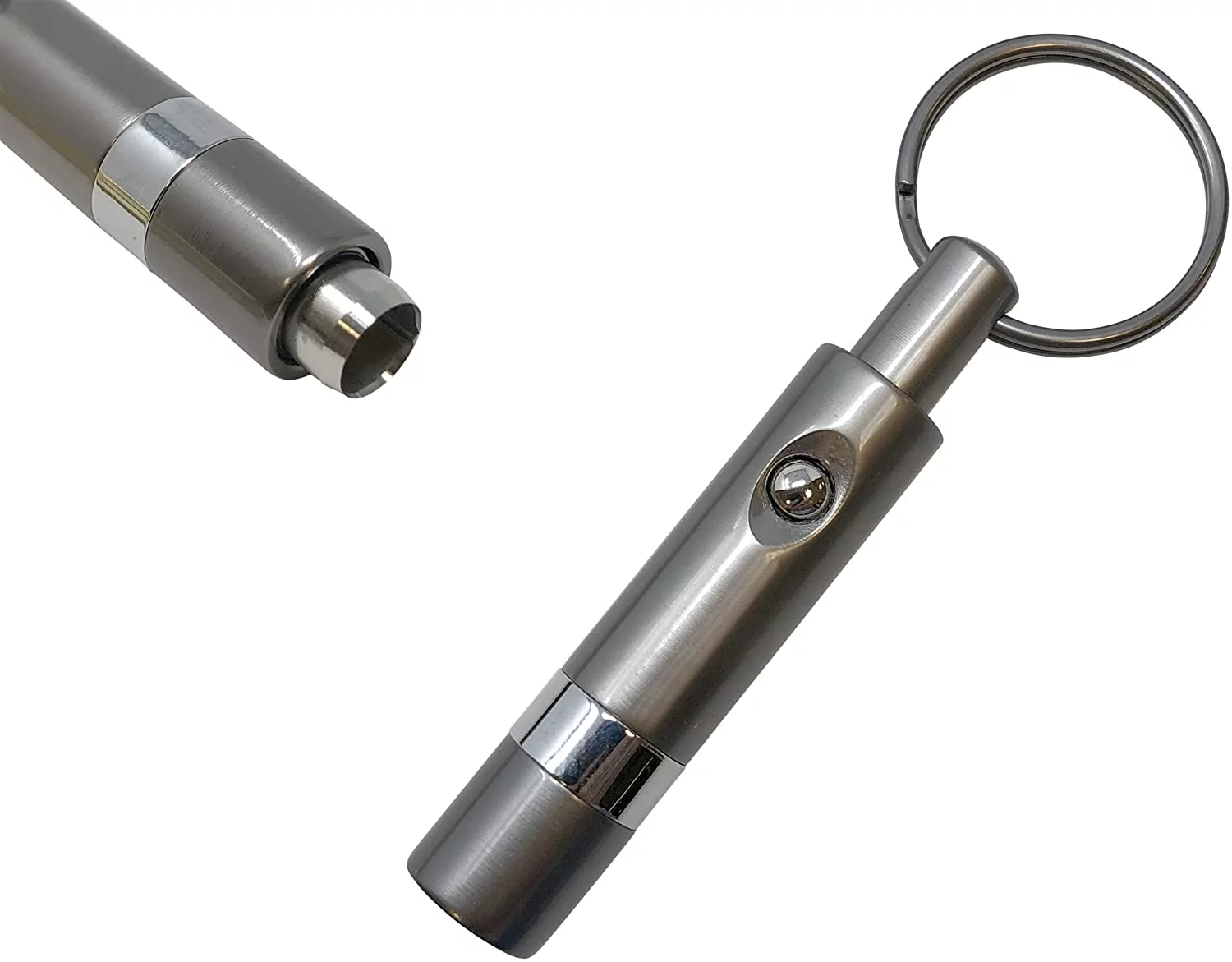 Prestige Import Group - Push Button Retractable Cigar Punch Cutter with Key Chain - Color: Gun Metal Gray