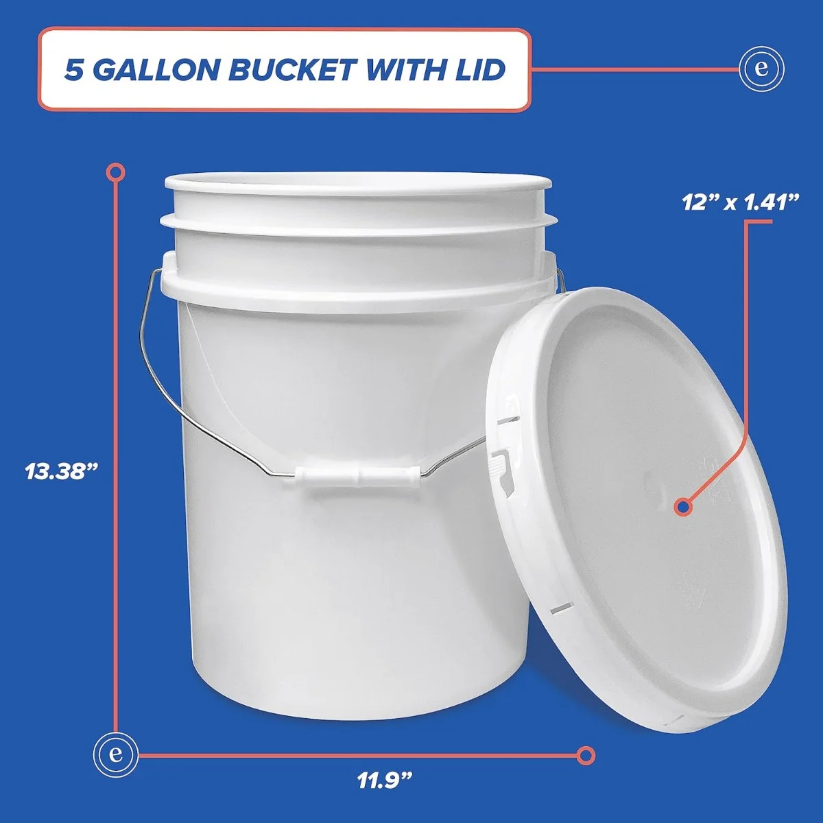 5Gallon Plastic Bucket with Airtight Lid,6 Count Food Grade Bucket,Black,BPA-Free I Heavy Duty 90 Mil All Purpose Pail Reusable