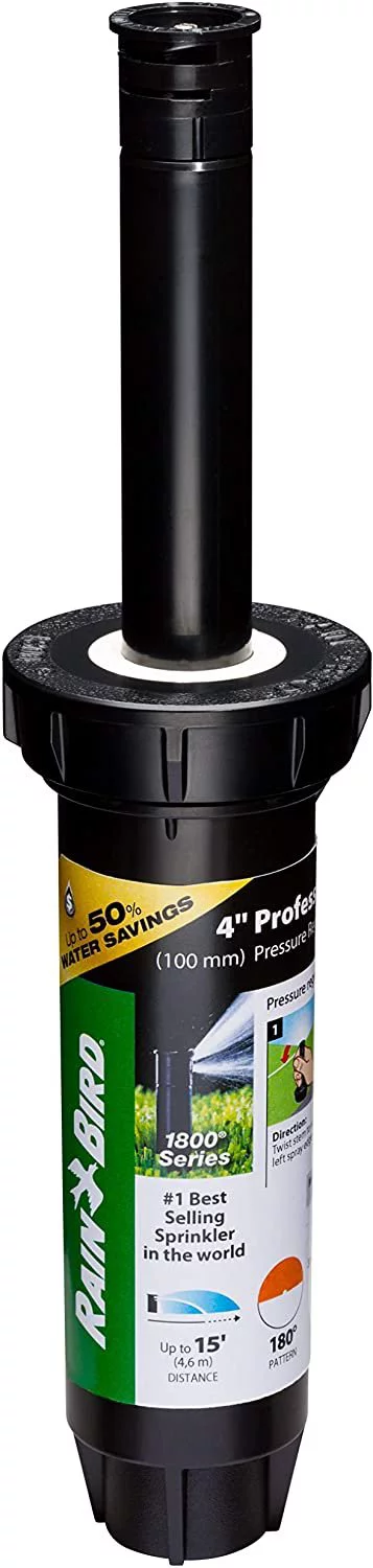Rain Bird 1804HDSP25 Pressure Regulating Professional PRS pop-up Sprinkler, Black
