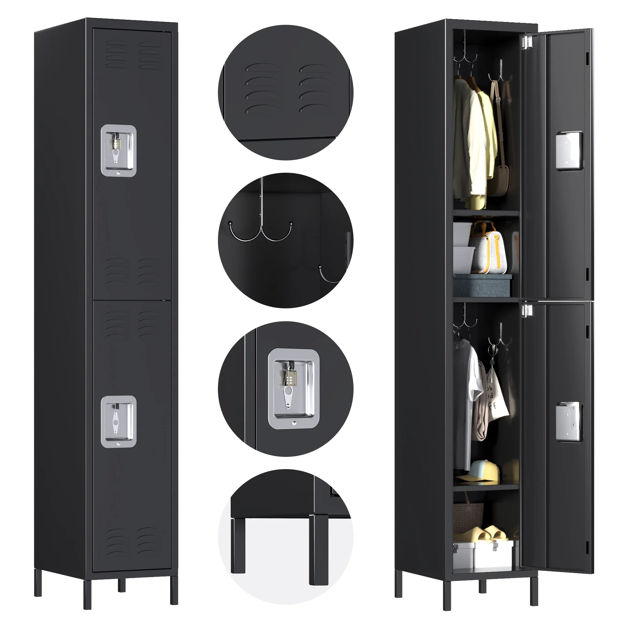 Aobabo 2 Doors Metal Storage Locker for Home Office School Student, 66