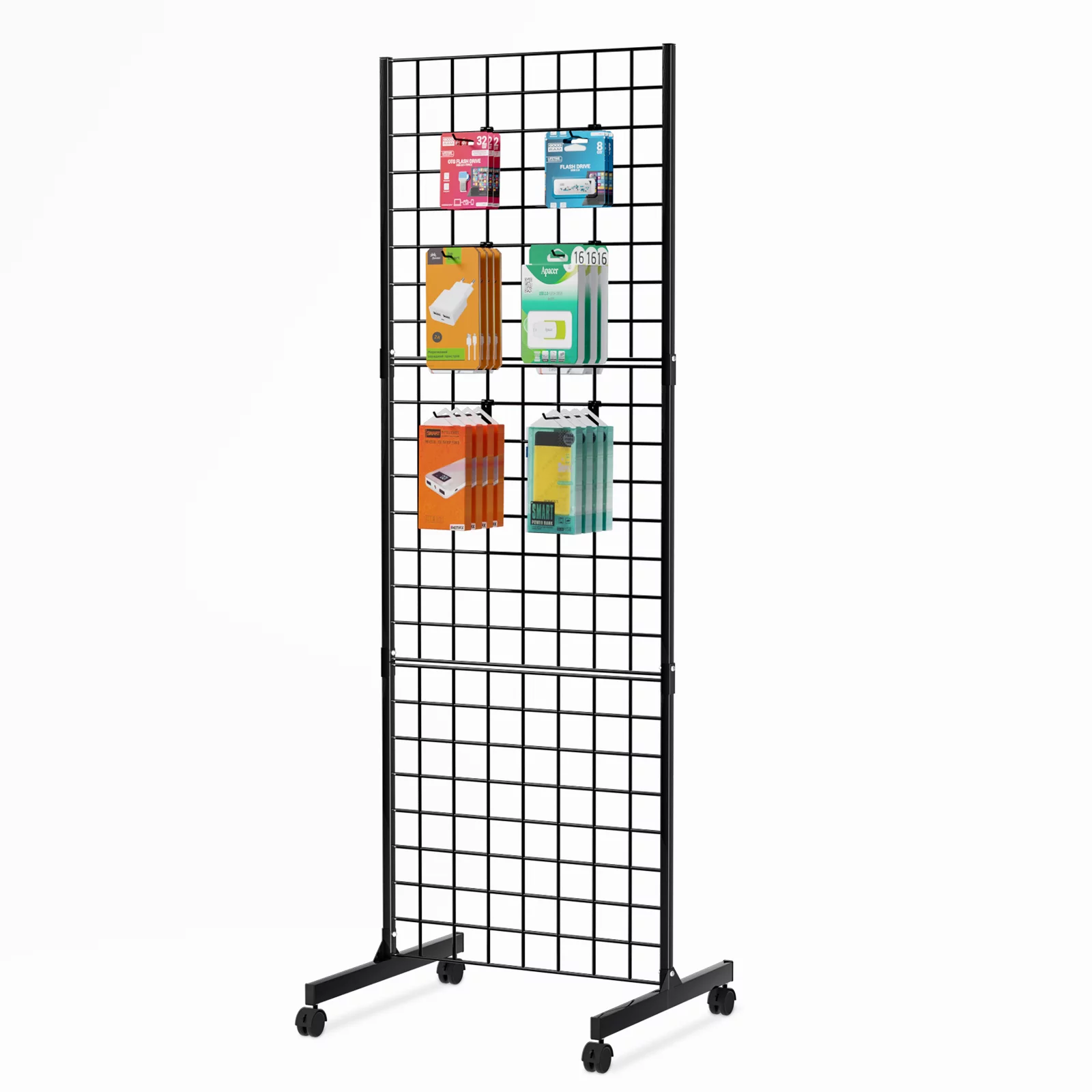 Bonnlo 2' x 6' Standing Grid Tower, Detachable Girdwall for Easy Transport, Wire Grid Panel Display Rack(1-Pack)