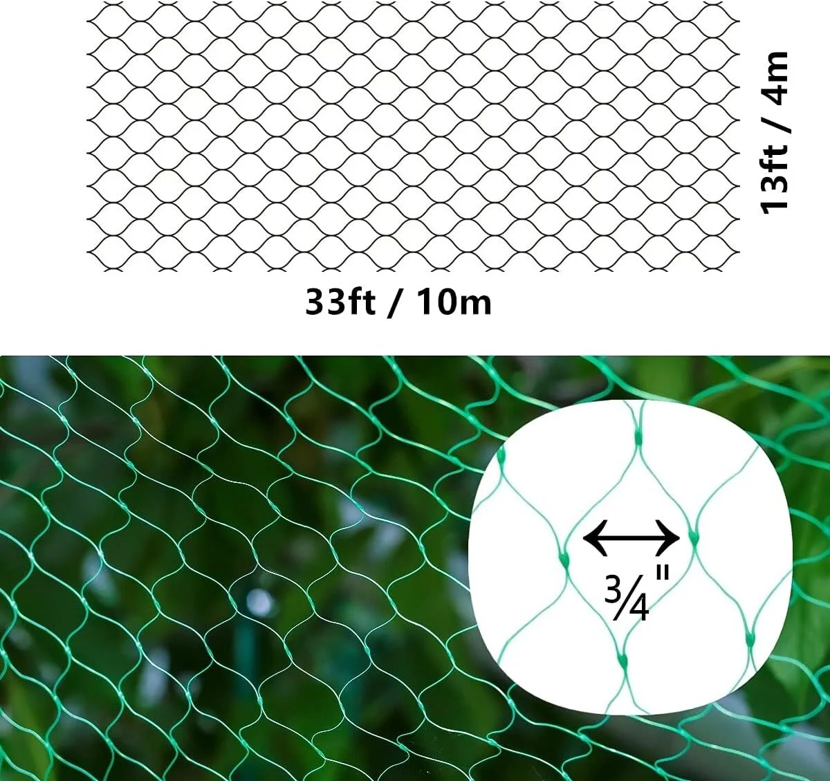Bord Bird Netting for Garden (13ft x 33ft) Garden Netting Pest Barrier,Cicada Netting Protect Fruit Trees Blueberry Bushes Vegetable Plant,for Garden Against Birds, Deer, Squirrels