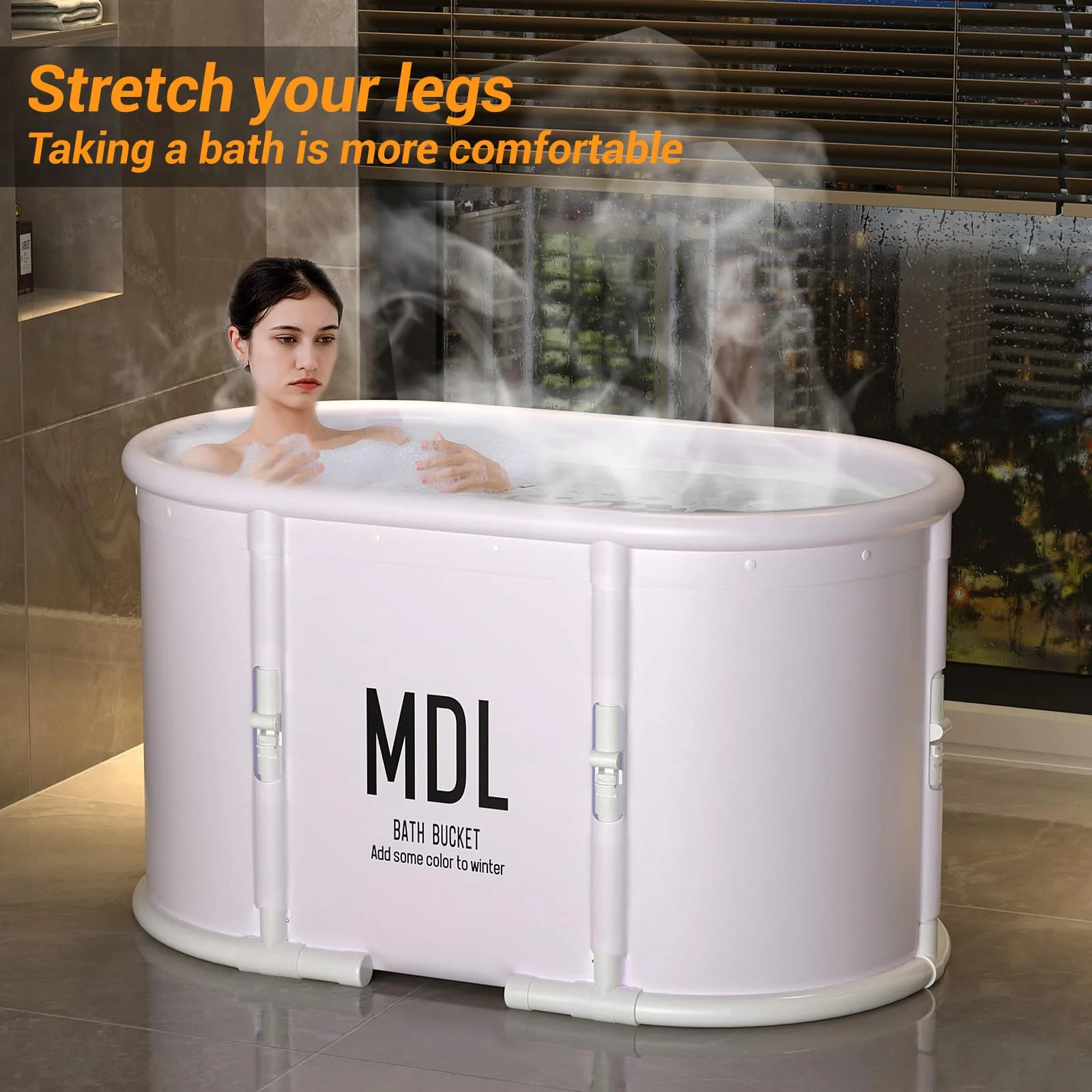 JOJOLAM Large Bathtub, Folding Portable Bath Tub
