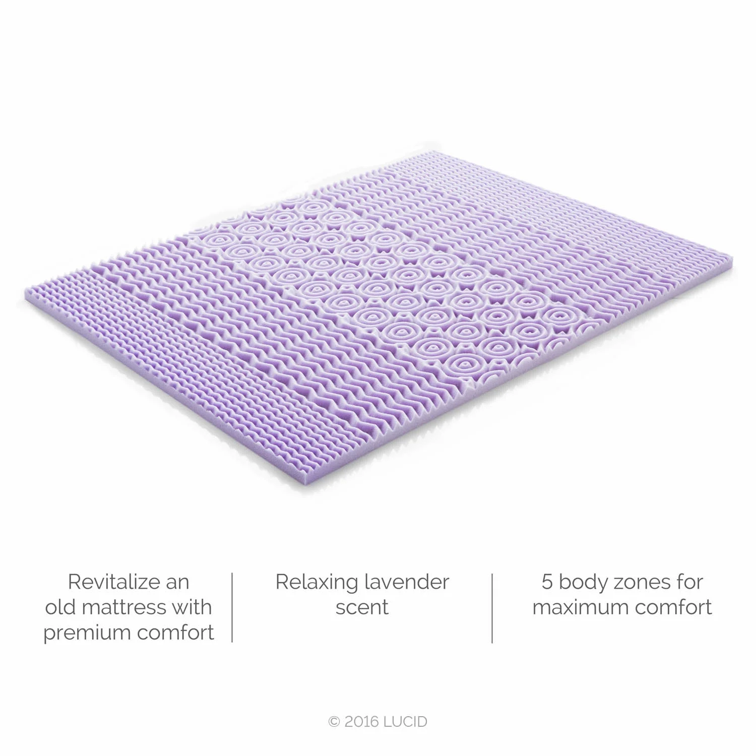 Lucid 2-inch Lavender Scented Zoned Memory Foam Mattress Topper