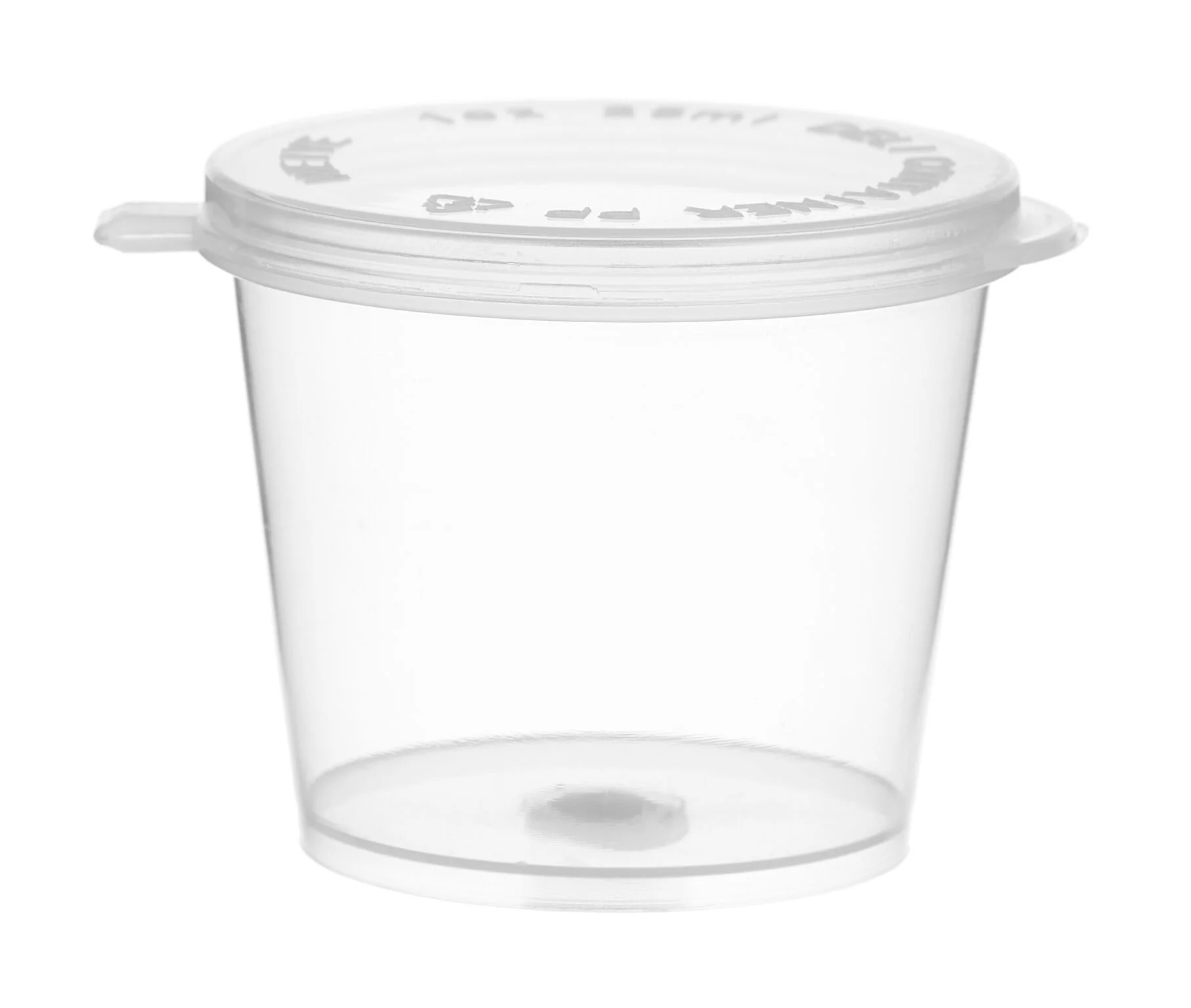 [50 Pack] 1 Oz Leak Proof Plastic Condiment Souffle Containers with Attached Lids - Plastic Disposable Portion Cup with Hinged Lid