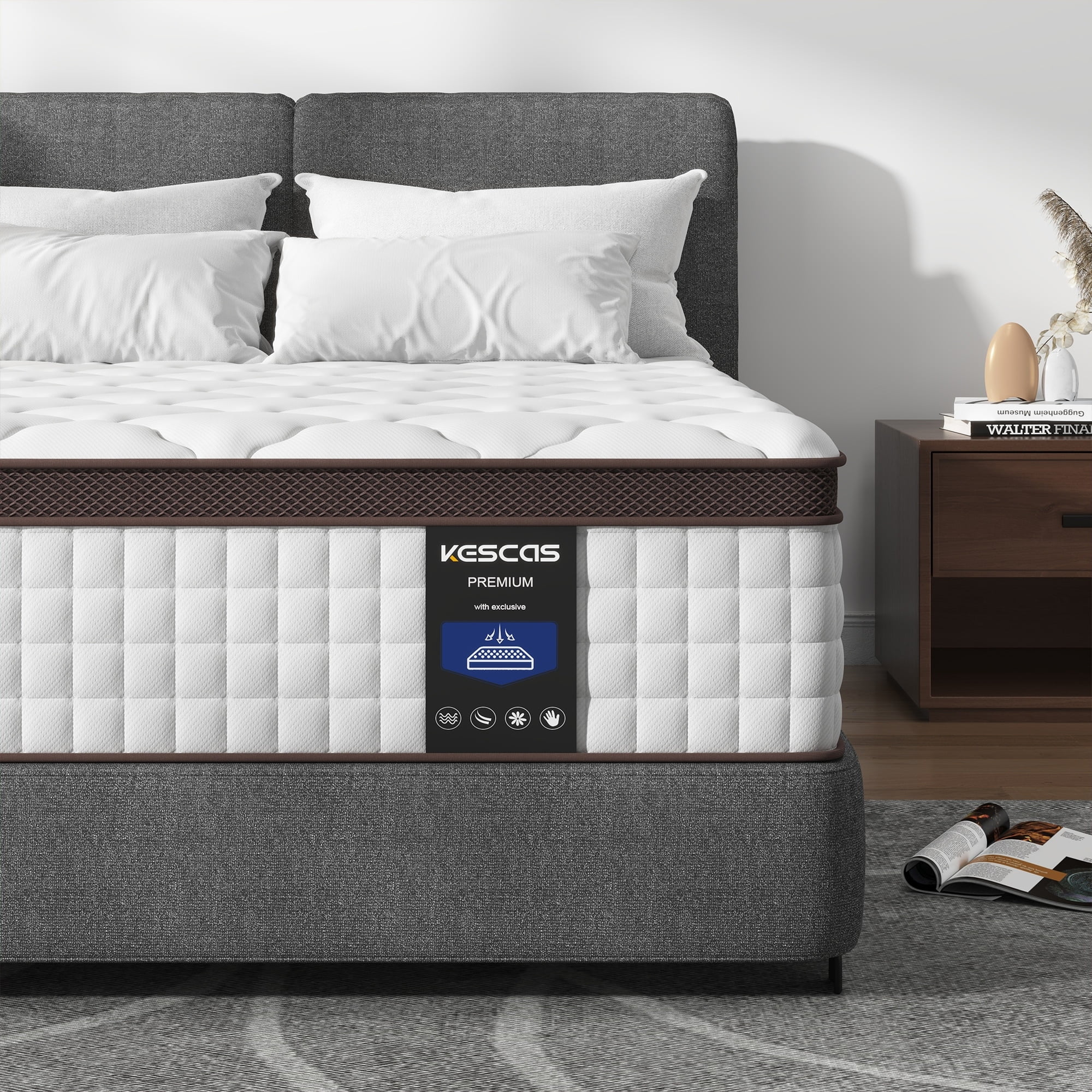 Kescas 12 Inch Memory Foam and Inner Spring Hybrid Mattress Queen