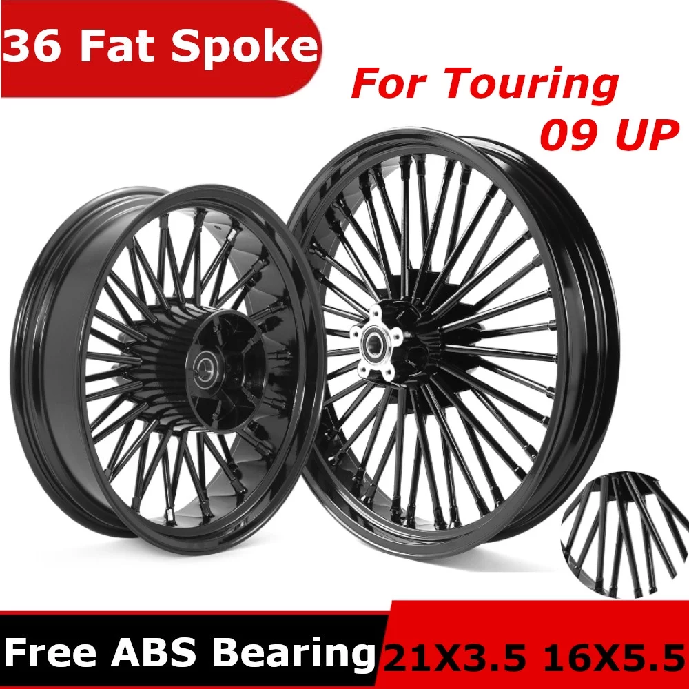 21x3.5 16x5.5 Tubeless Front Rear Wheels Rims Fat Spoke for Harley Touring Bagger 2009-2021 Road King Street Glide Road Glide