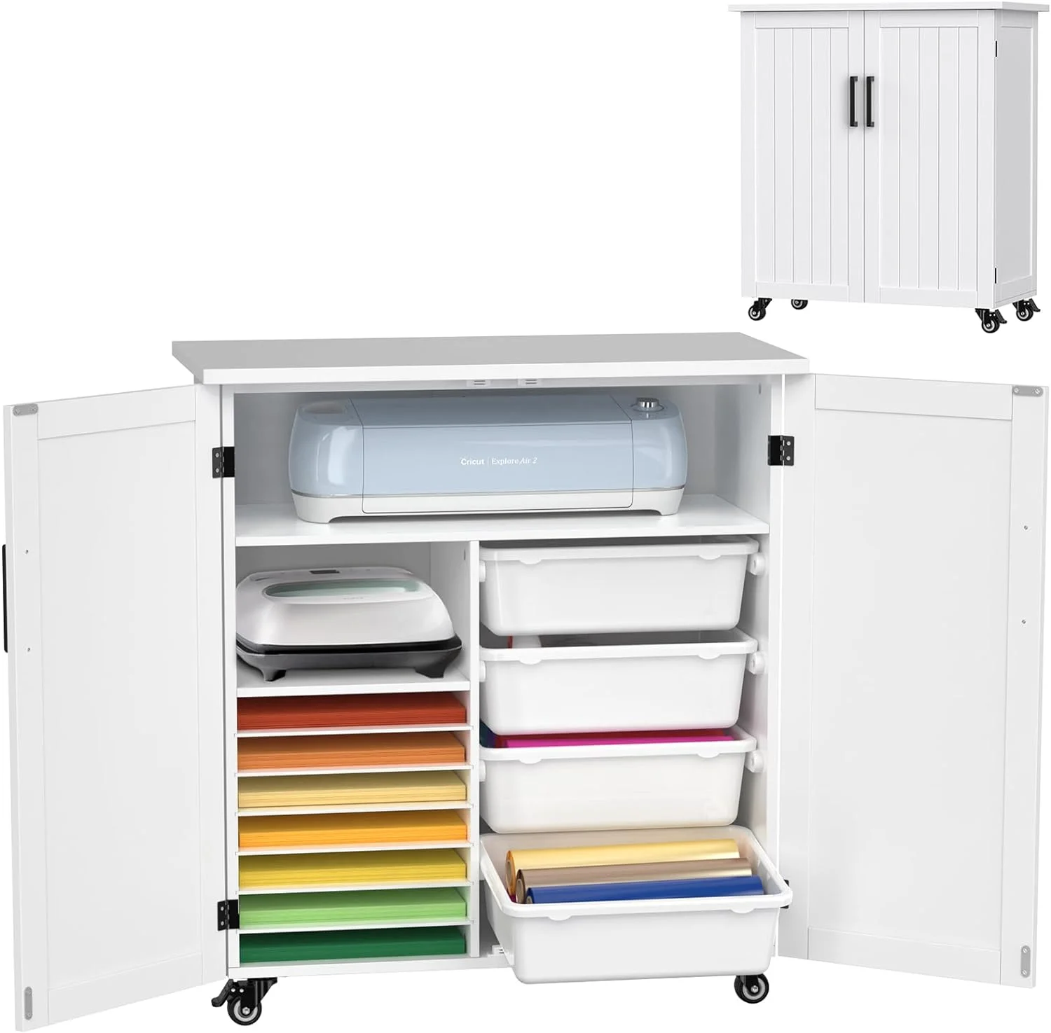 Craft Cart Compatible with Cricut Machine Cricut Table with Storage Cabinet Rolling Cricut Cart Furniture with Drawers Designed for Cricut Organization 31.6