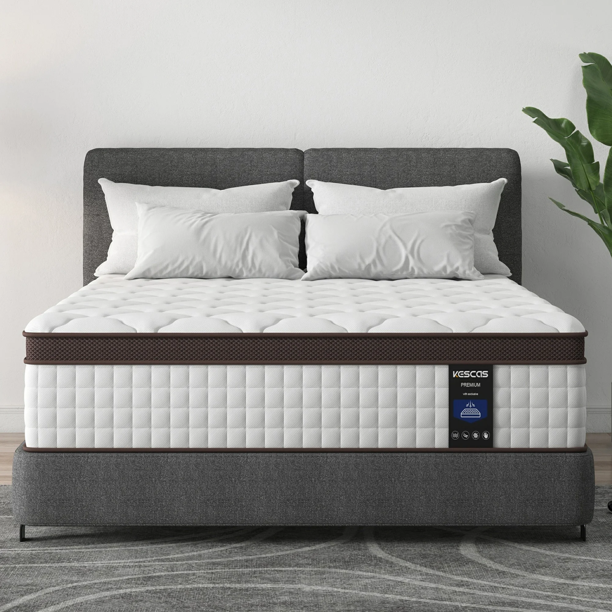 Kescas 12 Inch Memory Foam and Inner Spring Hybrid Mattress Queen