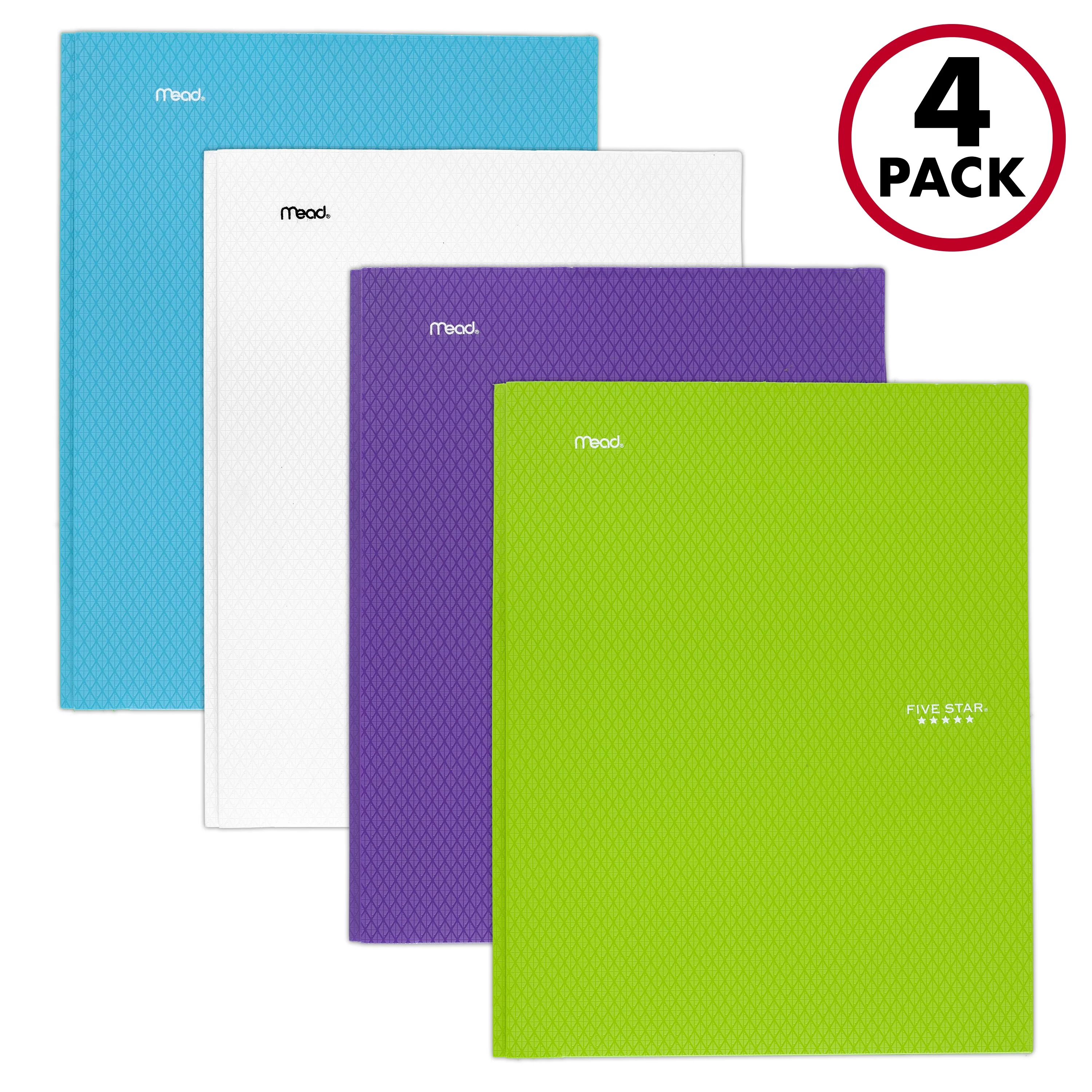 Five Star Stay-Put Plastic Pocket and Prong Folder 4 Pack Trend - Pocket & Prong