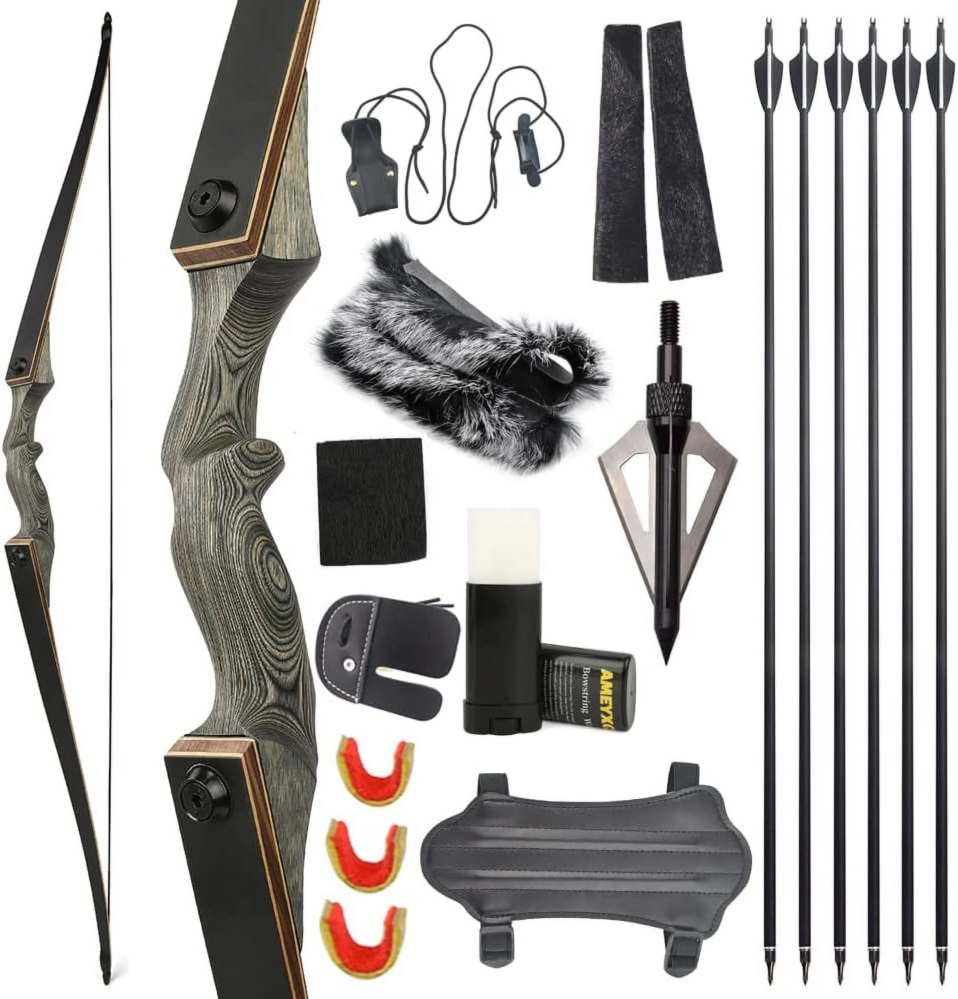 Black Hunter Takedown Longbow and Arrow Set American Hunting Longbow 60