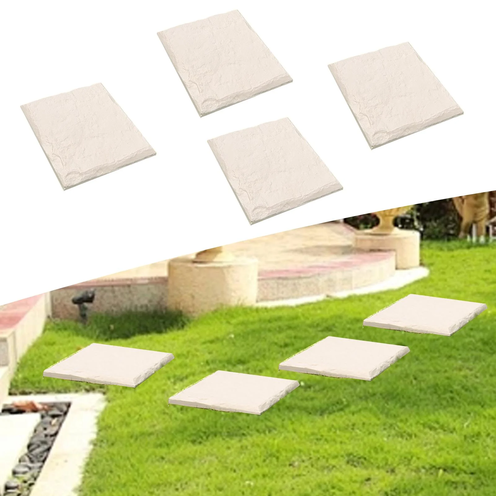 koolsoo 4 Pieces Garden Stepping Stones Pathway Garden Decoration Sturdy with Ground Nails Outdoor Walkway for Patio Courtyard School 39.3x39.3x2.2cm