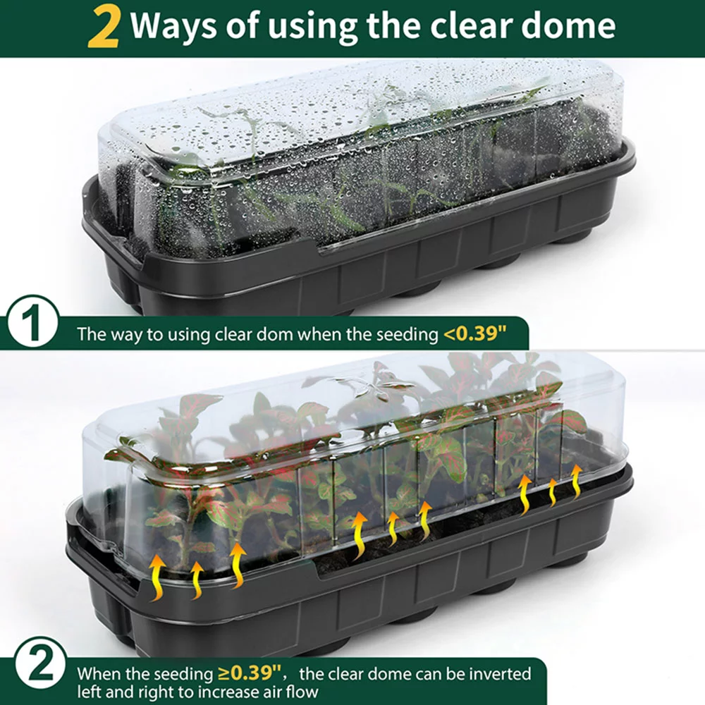 ZTOO 10 Cells Seedling Starter Tray Seed Germination Garden Flower Plant Pots Nursery Grow Box Plant Grow Seedling Germination Kit Nursery Pots Gardening Supplies