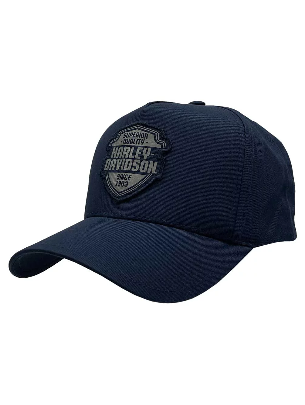 Harley-Davidson Men's Shield H-D Patch Curved Bill Snapback Baseball Cap - Navy, Harley Davidson