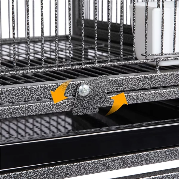 Alden Design Rolling Metal Divided Breeder Cage Stackable Wide bird cage with stand for Small Birds Lovebirds Finch Canaries Parakeets Cockatiels Budgies,Black