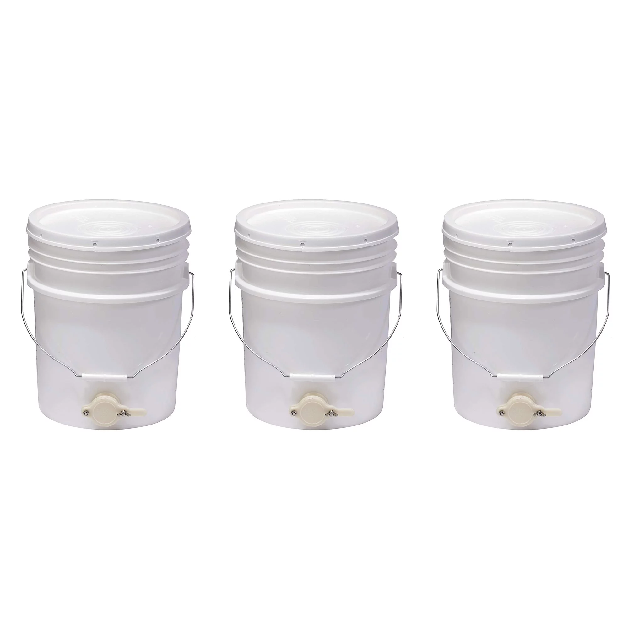 Little Giant BKT5 Plastic Honey Bucket w/ Gate for Beekeeping, 5 Gallon (3 Pack)