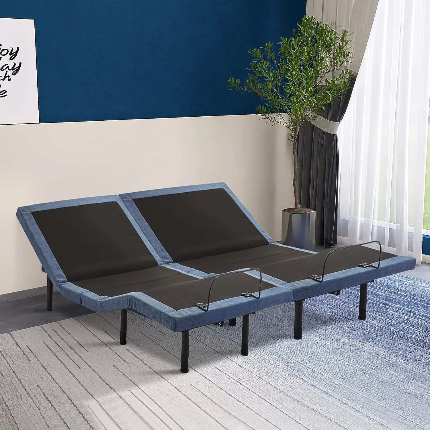 Hcore Adjustable Bed Base,Bed Frame with Head and Foot Incline,Anti-Snore,Zero Gravity, Quiet Motor,Under Bed Lighting,Wireless Remote Control,No Tools Assembly,Dual USB Ports,King