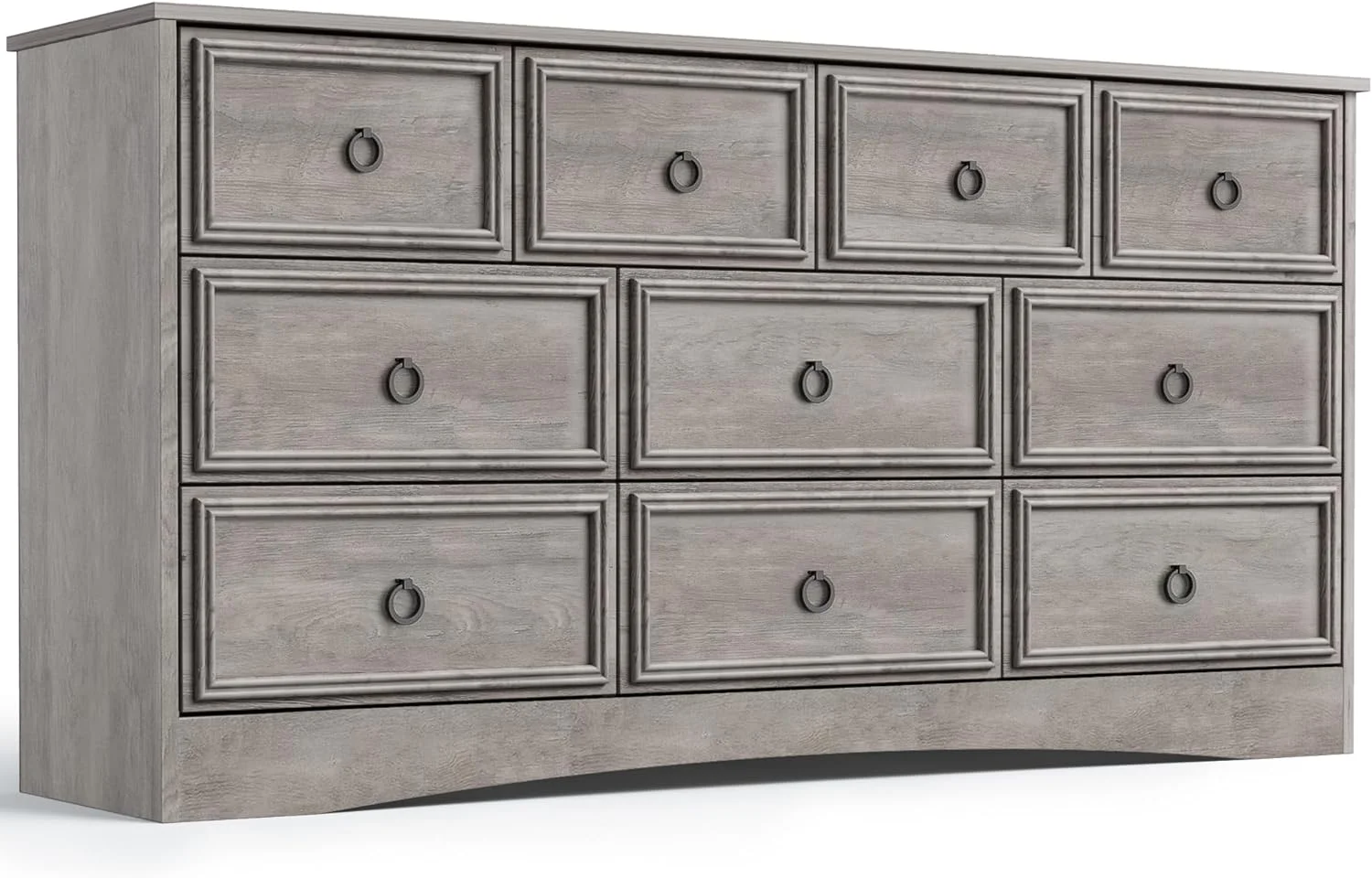 Modern 10 Drawer Dresser, Dressers for Bedroom, Chest of Drawers Closet Organizers and Storage Clothes - Easy Pulls Handle, Textured Borders Living Room, Hallway, Gray