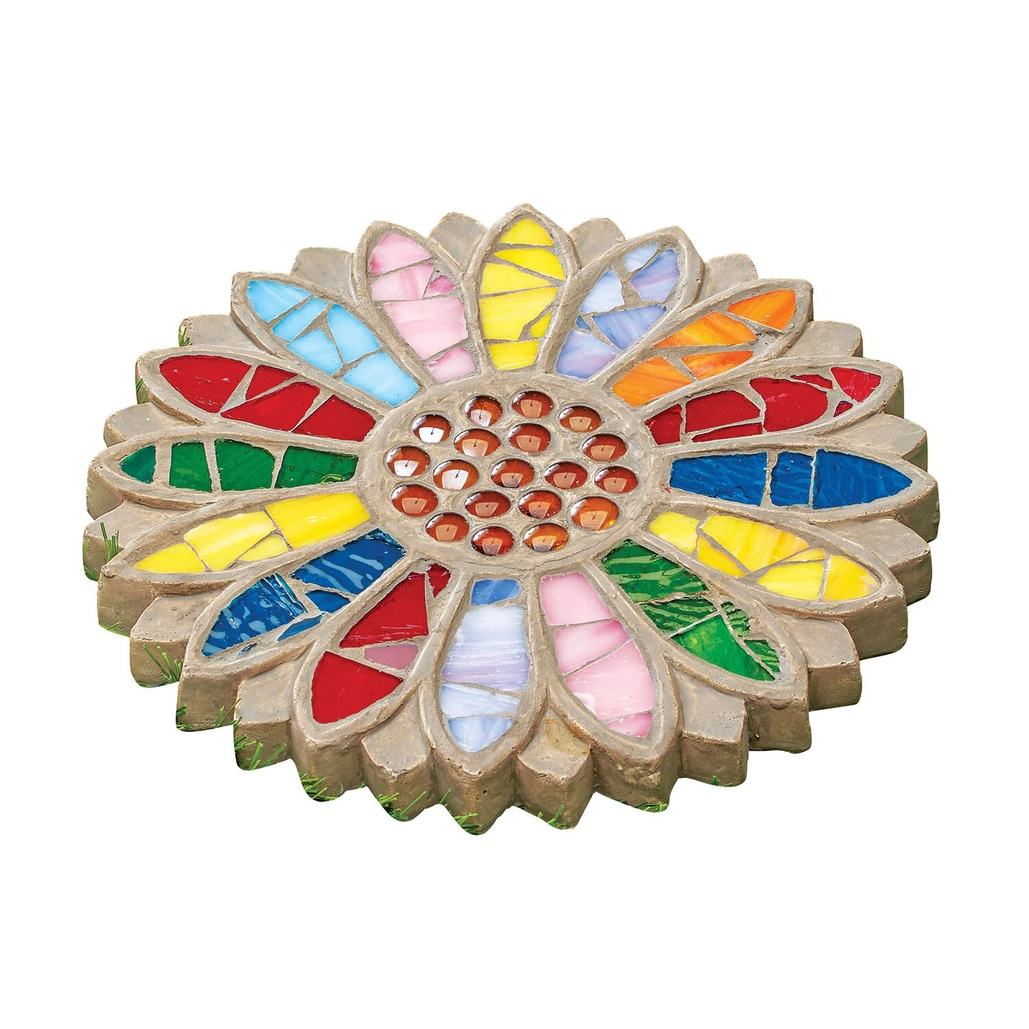 ART & ARTIFACT Daisy Stepping Stone - Floral Mosaic Patio Pavers, Garden Path Stones, Flower Shaped Stepping Stones Outdoor Decorative Stones, House Flagstone