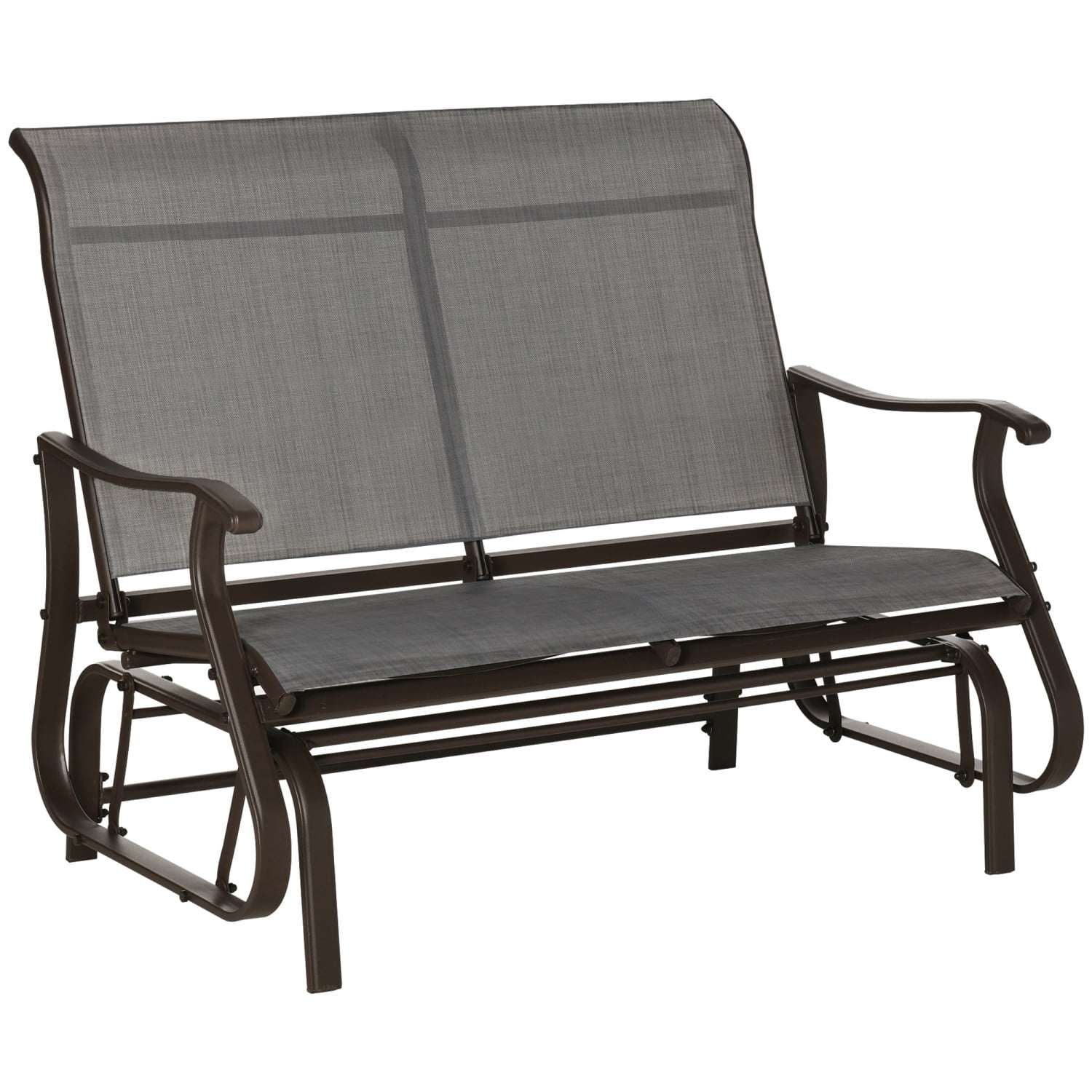 2-Person Outdoor Glider Bench,Patio Glider Loveseat Chair with Powder Coated Steel Frame,2 Seats Porch Rocking Glider for Backyard Lawn Garden and Porch Mixed Grey