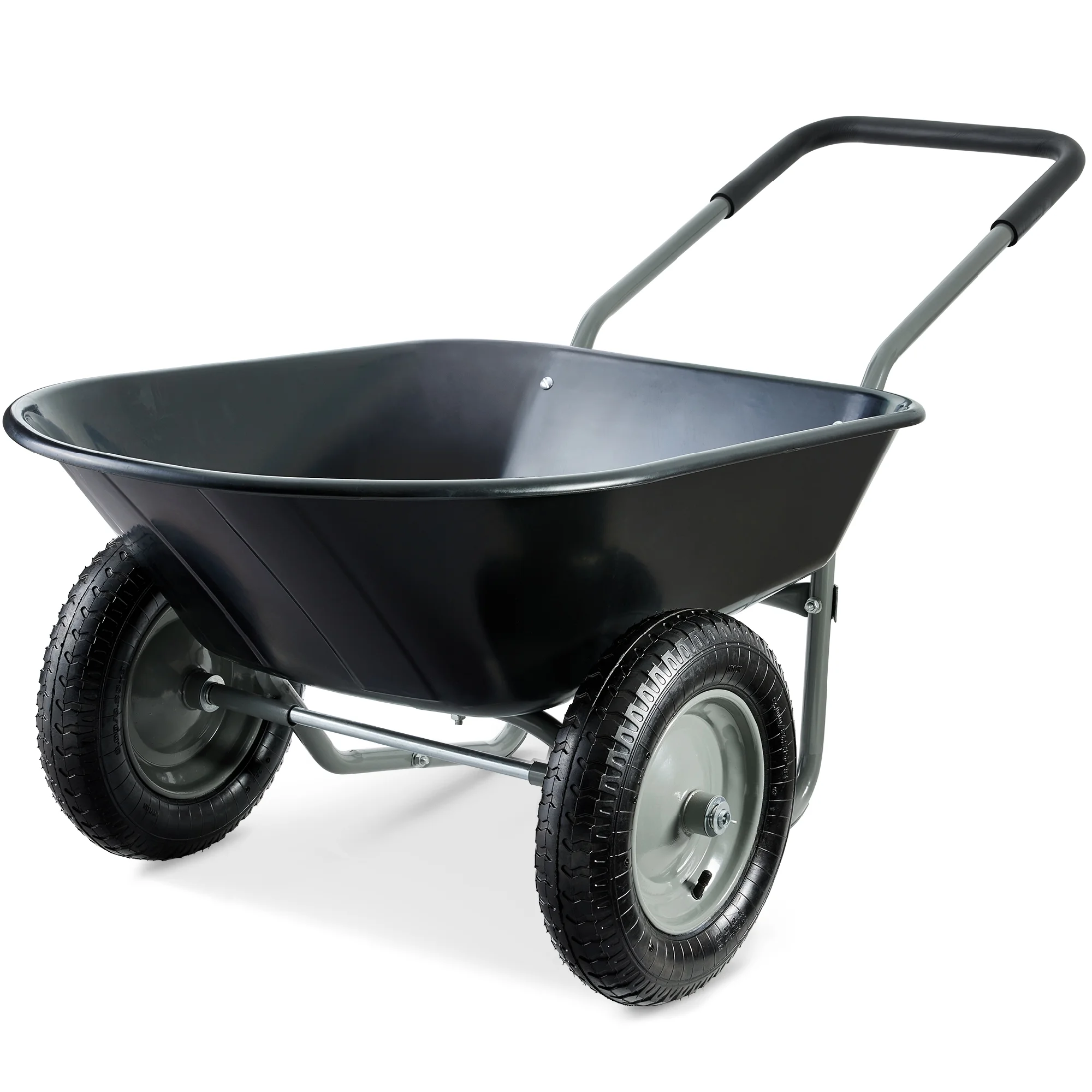 Best Choice Products Dual-Wheel Home Wheelbarrow Yard Garden Cart for Lawn, Construction - Black