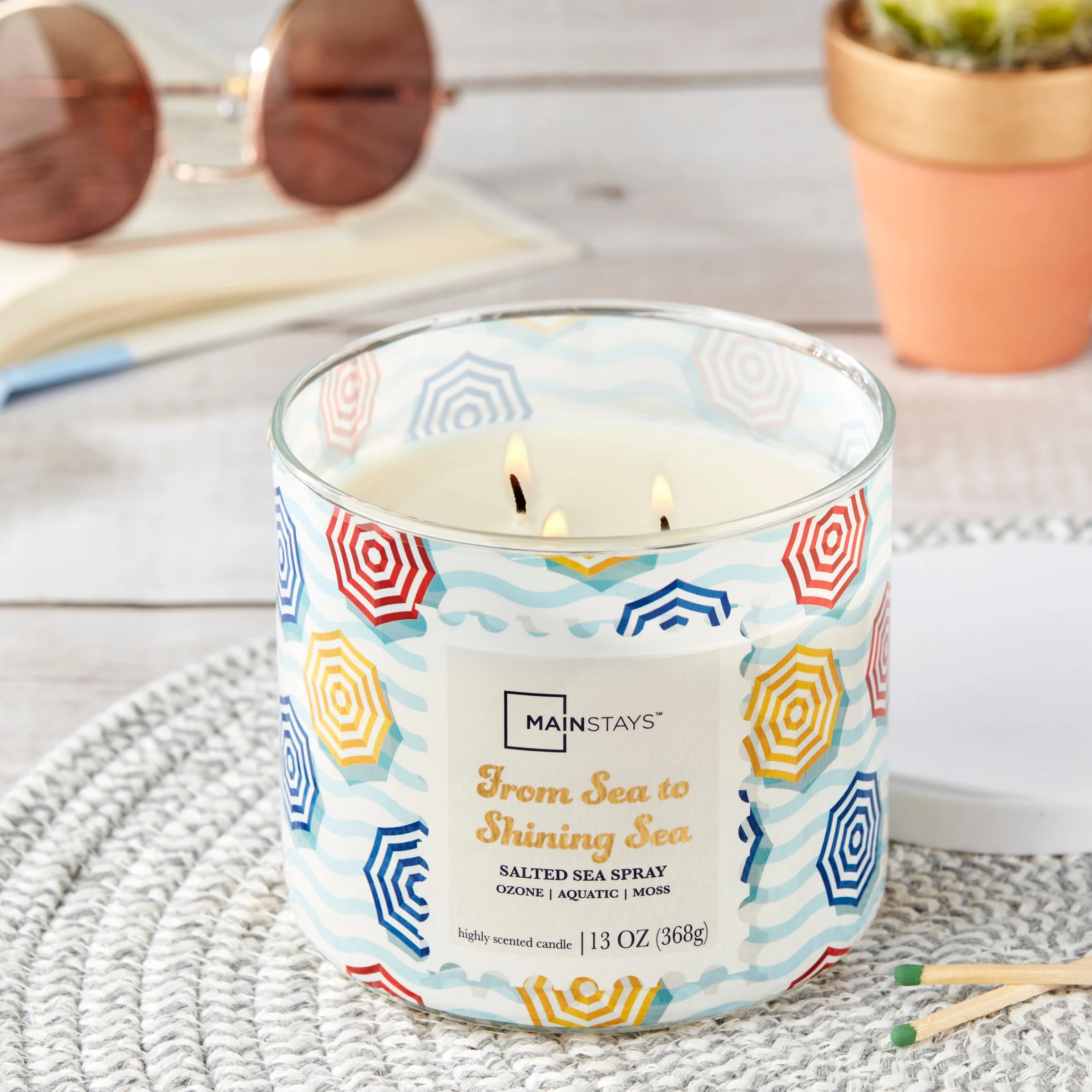 Mainstays 3-Wick Wrapped From Sea to Shining Sea Scented Candle, 13 oz