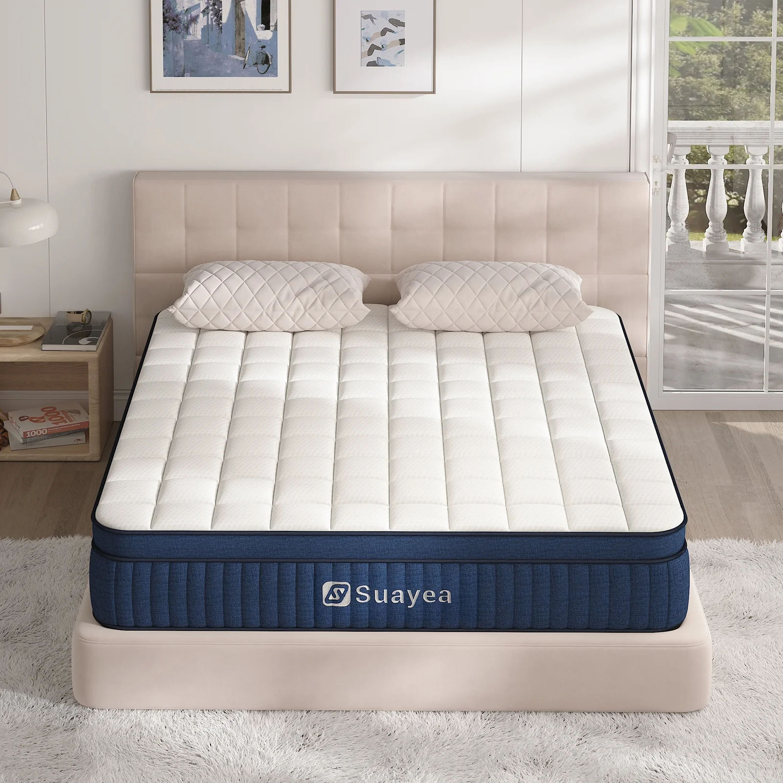 SUAYEA Full Mattress,10 Inch Full Size Mattress in a Box,Hybrid Mattress Full Size, Ultimate Motion Isolation with Gel Memory Foam and Pocket Spring, Medium Firm Mattress, Edge Support
