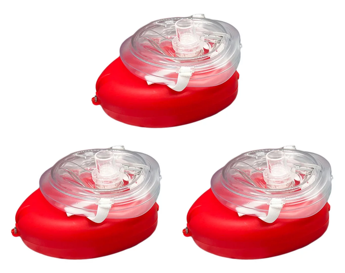 Endure Adult CPR Mask and Kit, 3 Pack of First Responder Kit in a Red Soft Case with Mask, Two PVC Gloves and Two Alcohol Prep Pads (3)