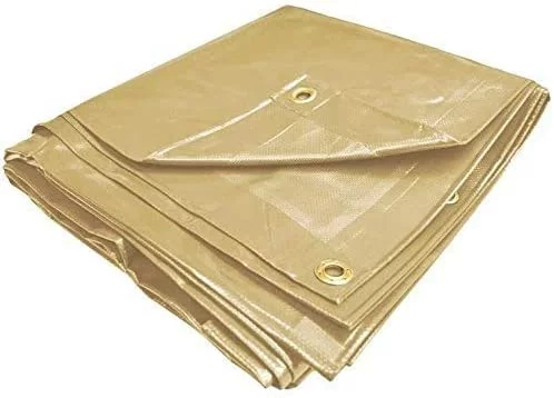 PVC Vinyl Cover Waterproof UV Resistant Heavy Duty Vinyl Tarp 13oz 18 Mil -TAN (5x7)
