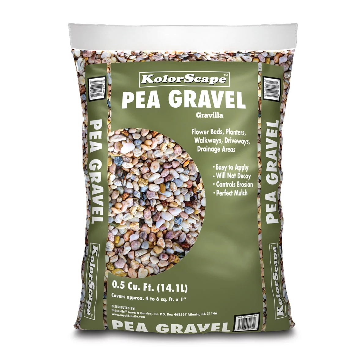 Kolorscapes Outdoor Decorative Stone Pea Gravel Bagged Rock, .5 CF