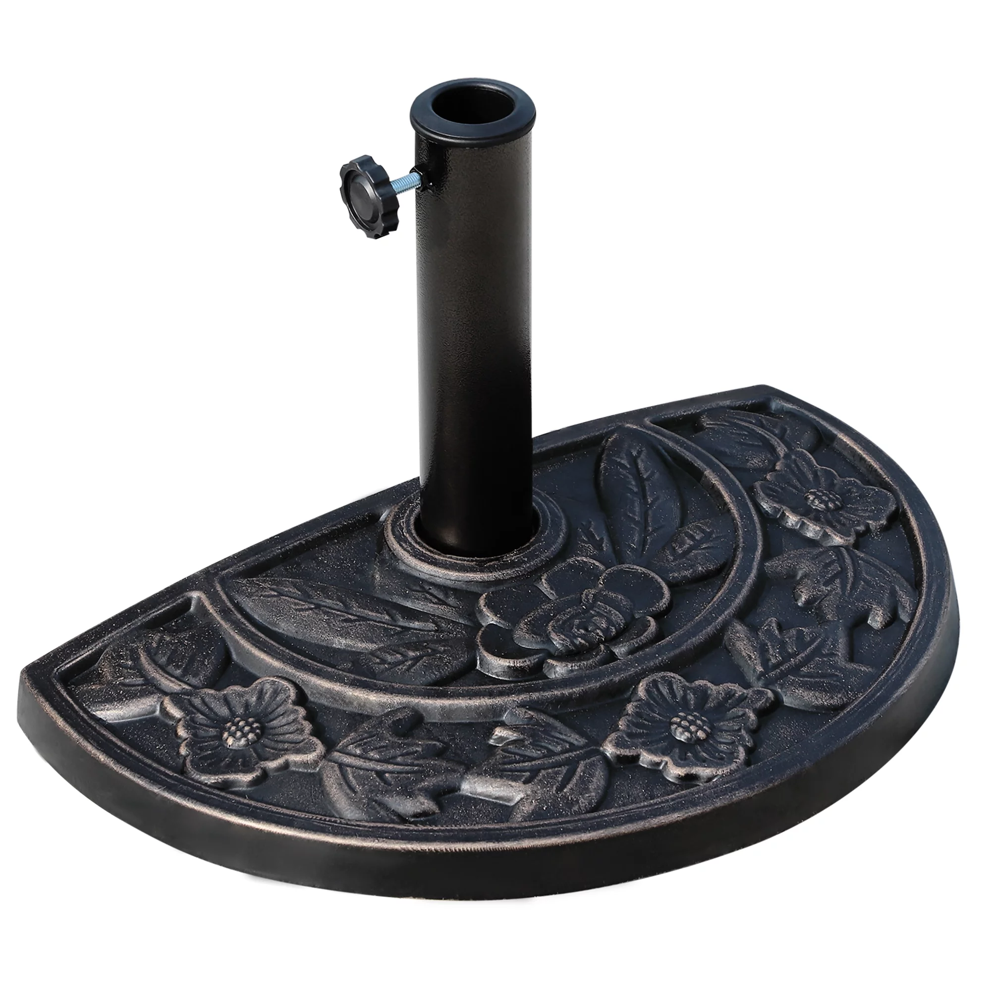 Outsunny 20lbs Half Round Patio Umbrella Base Outdoor Decorative Resin Parasol Stand Holder for Φ1.5