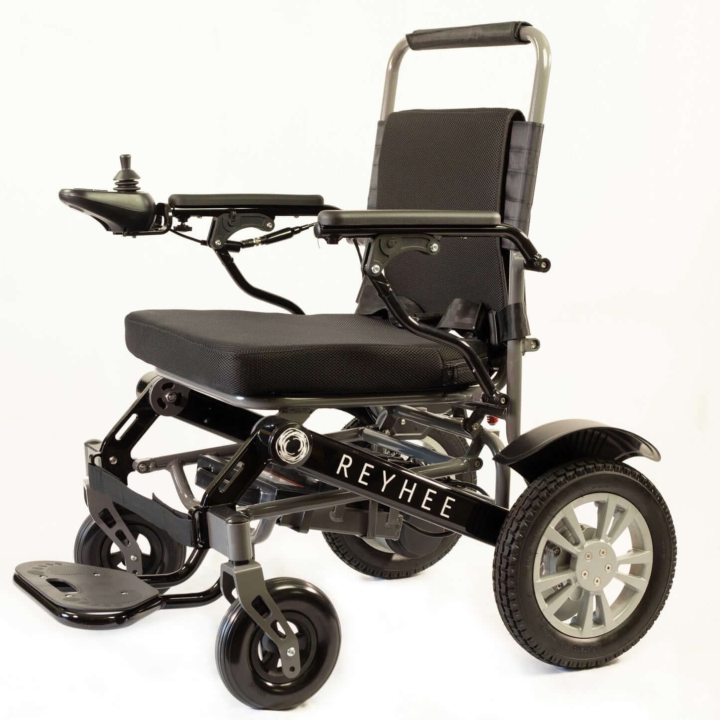 Reyhee Roamer Electric Folding Wheelchair - 24 V, 200 W Electric Wheelchair w/DC Brushless Motor - Black